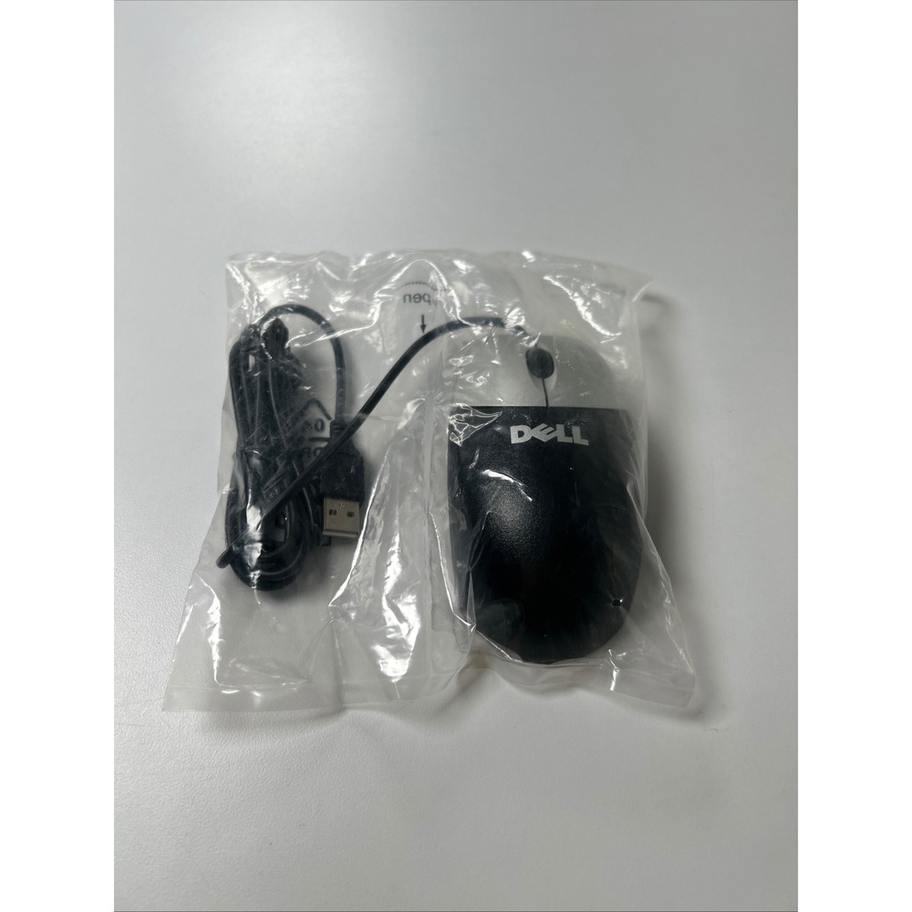 Dell Optical USB Wired Mouse Black Silver 2-Button Scroll Wheel 0DJ301 NEW